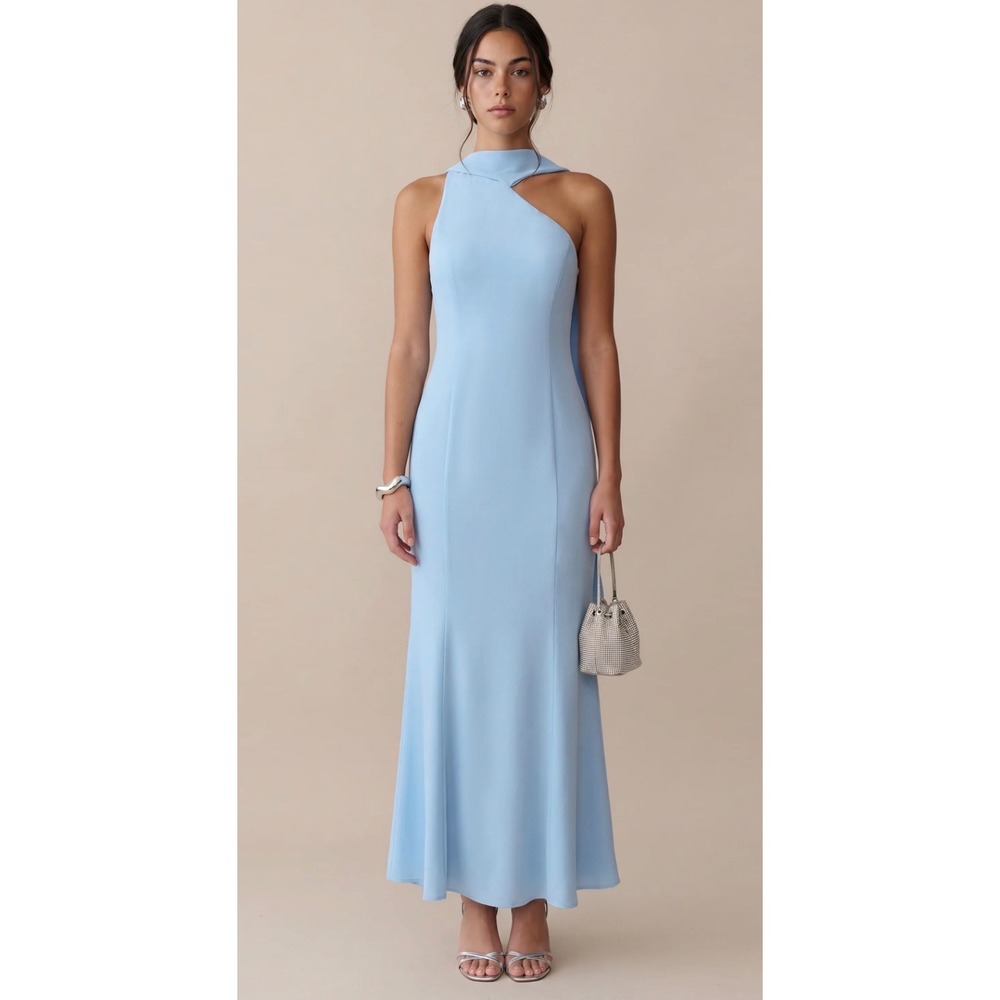 Few Moda o.p.t One Pretty Time Light Blue One Shoulder Maxi Dress T25WDRS0220G